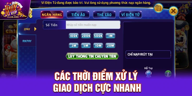 Các thời điểm xử lý giao dịch cực nhanh cho bạn